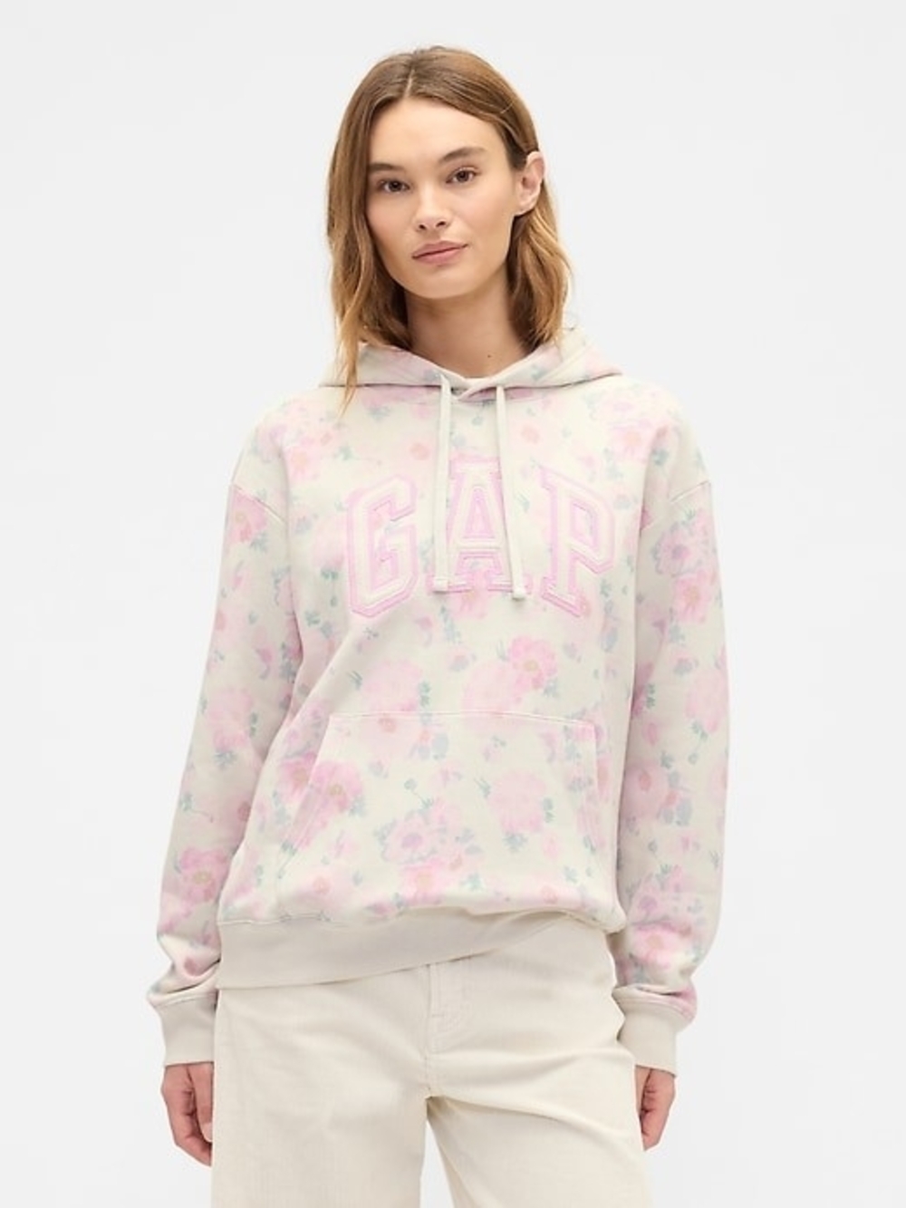GAP Pink Floral Hooded Sweatshirt